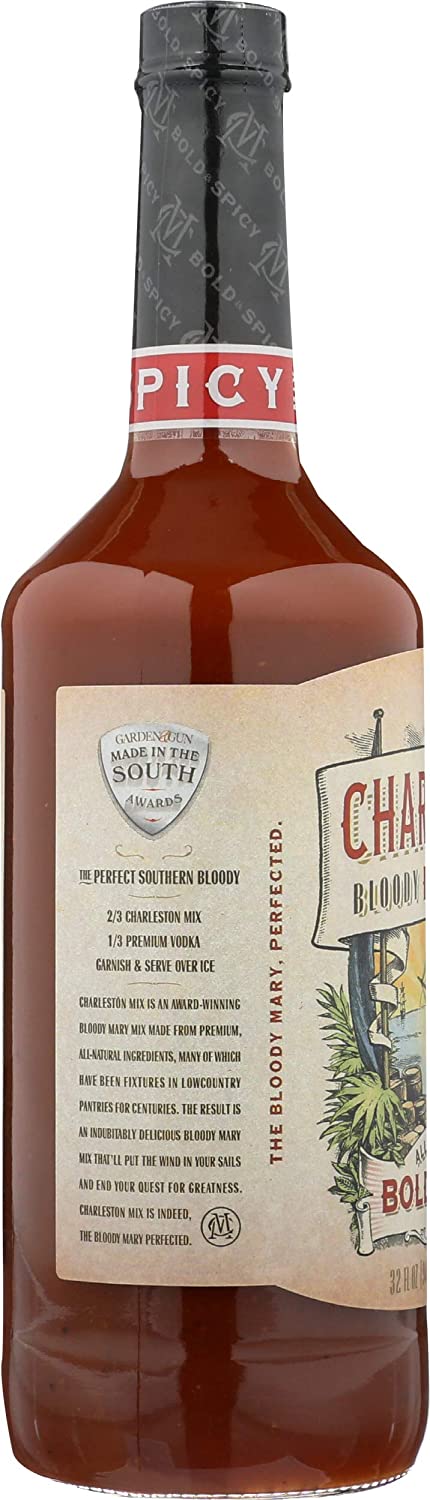 Charleston Mix Bloody Mary Cocktail Mix, Bold & Spicy, 32 Fl Oz, 6-Pack Case