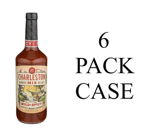 Charleston Mix Bloody Mary Cocktail Mix, Bold & Spicy, 32 Fl Oz, 6-Pack Case